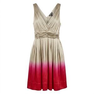 Dkny Donna Silk Blend A-Line Knee Length Ruched Pleated Dress Women Size 12